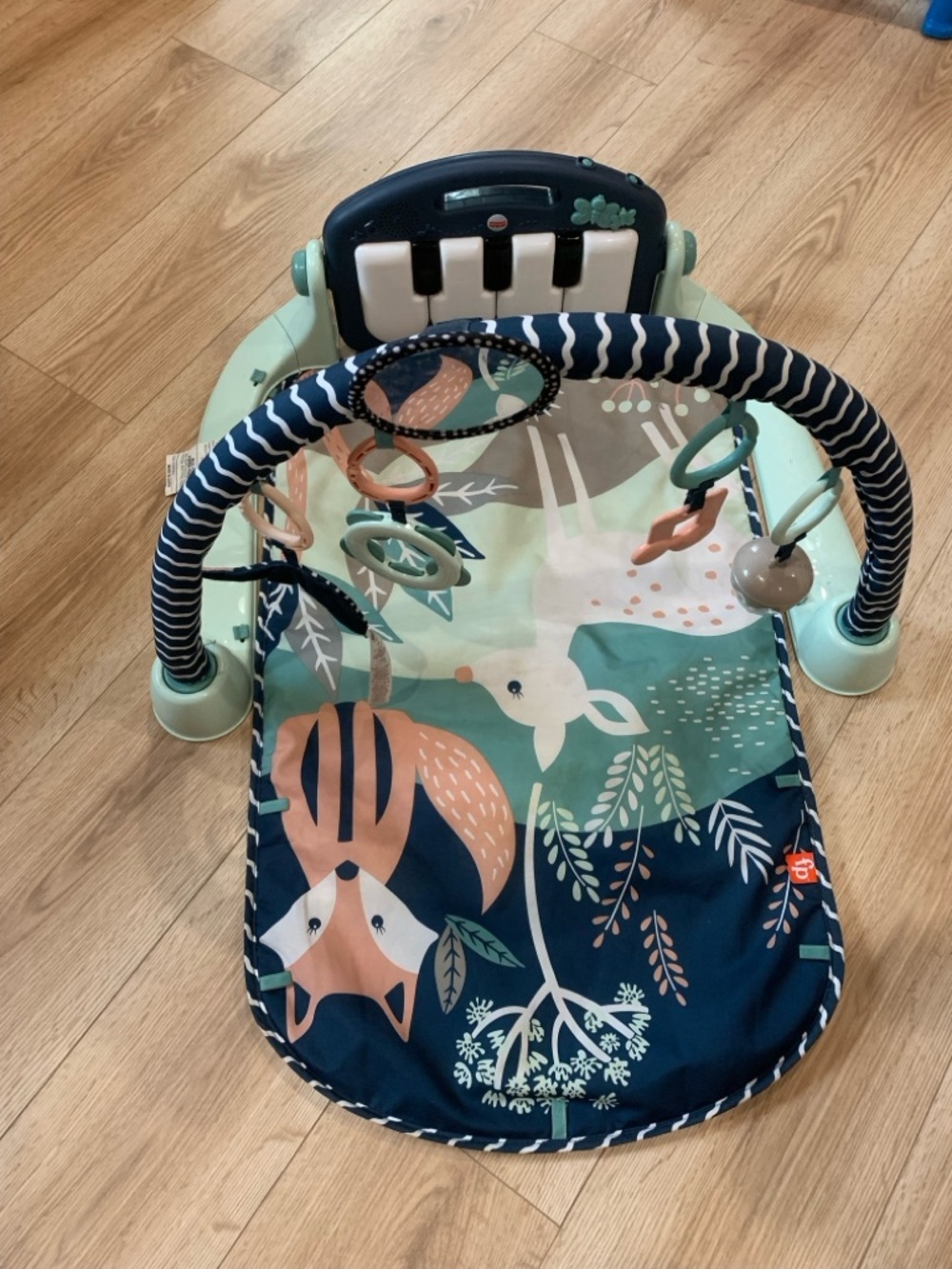 Baby Play Gym with Woodland Fox and Deer Print - Navy & Mint